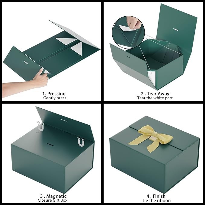 Green Gift Box With Ribbon
